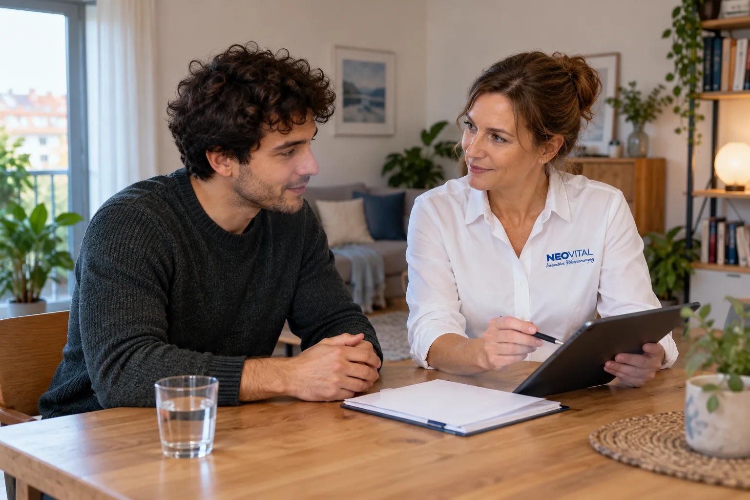 NeoVital Fachkraft in der persönlichen Beratung mit einem Patienten