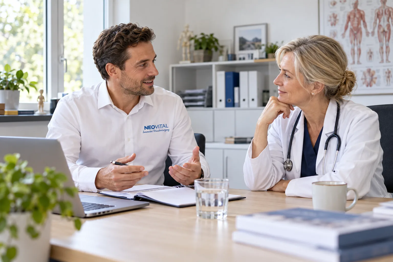 NeoVital Sales Manager im Gespräch mit einem Partner