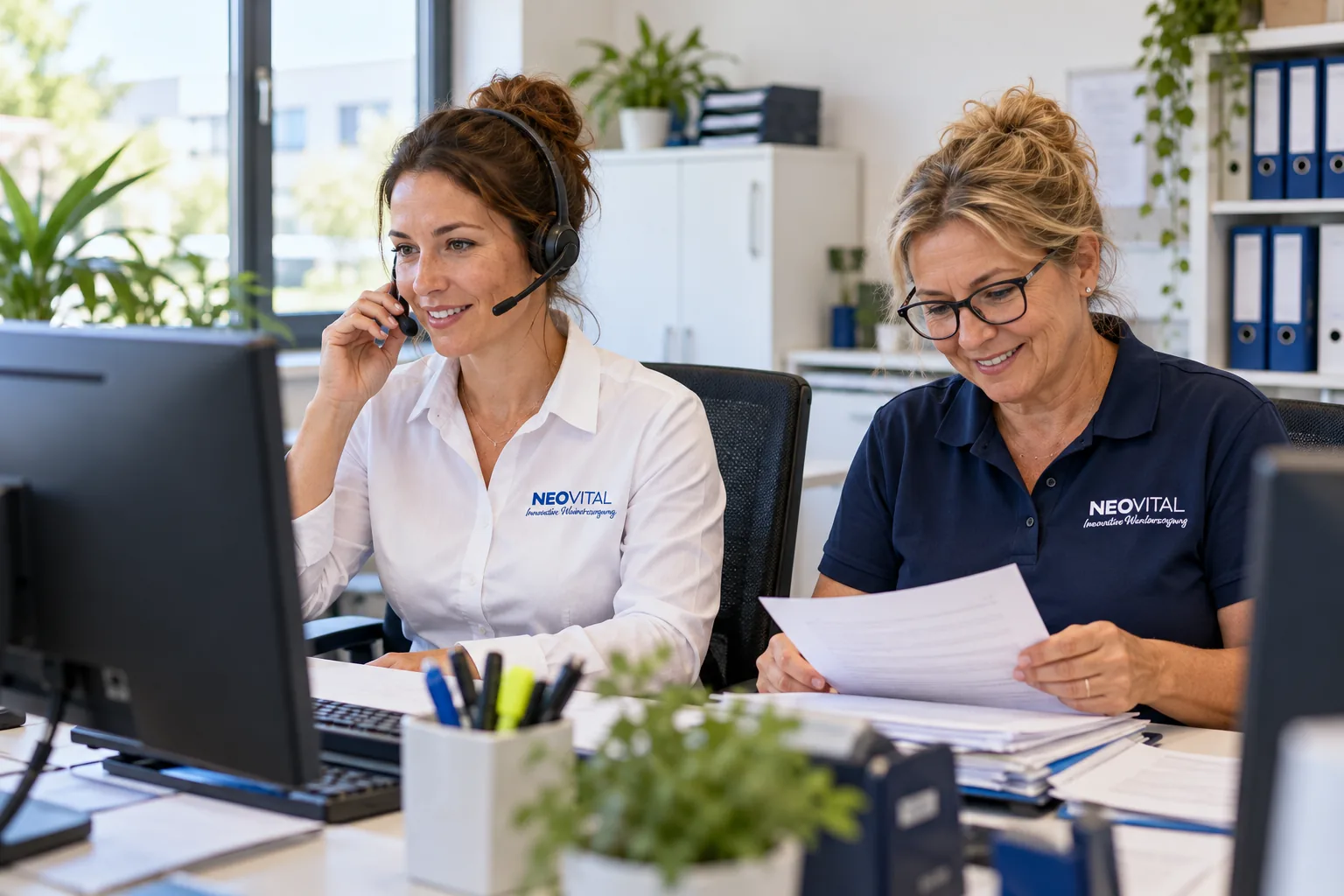 NeoVital Innendienst bei der Auftragsbearbeitung am Arbeitsplatz